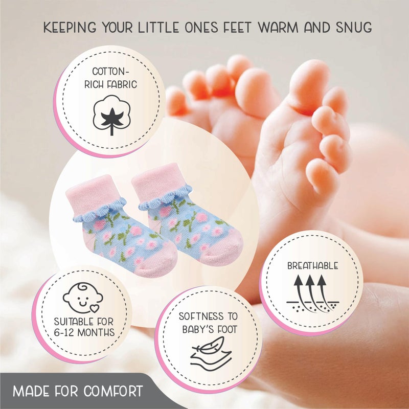 infancie Baby Socks Girls Socks 12 Pairs - (6-12 Months) â€“ Soft And Comfortable Sock For Baby Girl, Adorable Sock Girls, Gift For Infant - Image 2