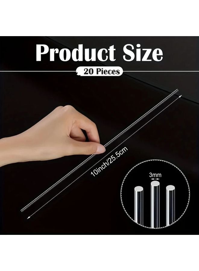 20pcs 10 Inch Transparent Acrylic Sticks For DIY Crafts Home Decor Gardening - Image 1