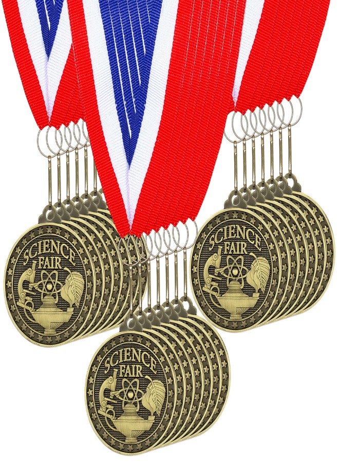 Landical 30 Pcs Science Fair Award Medals 2 Inch Bulk Gold Medals with Neck Ribbons Science Fair Project Participation Prizes Trophies Gift for Education Competitions Event Winner - Image 1