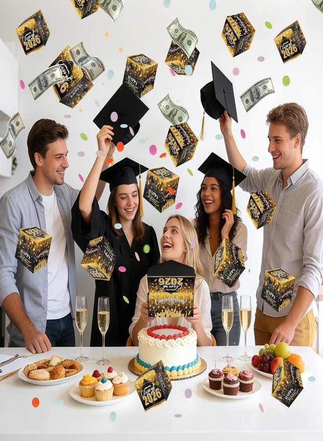 Sereliy Graduation Exploding Money Gift Boxes for Cash, 12 Pack Pop Up Surprise Money Box with Confetti, Black Gold Graduation Explosion Gift Box for Cash Giving Class of 2026 - Image 2