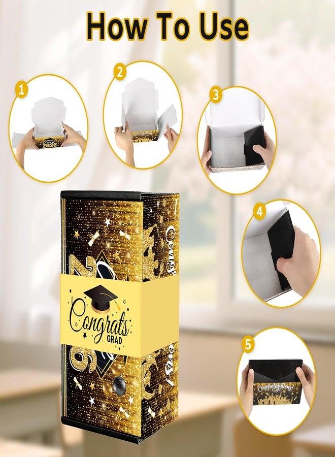 Sereliy Graduation Exploding Money Gift Boxes for Cash, 12 Pack Pop Up Surprise Money Box with Confetti, Black Gold Graduation Explosion Gift Box for Cash Giving Class of 2026 - Image 4