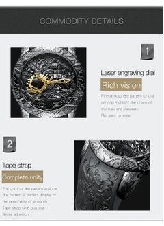 BIDEN Luxury Dragon Sculpture Men's Watch Hip Hop Quartz Watches Creative Waterproof  Watches  - Image 5