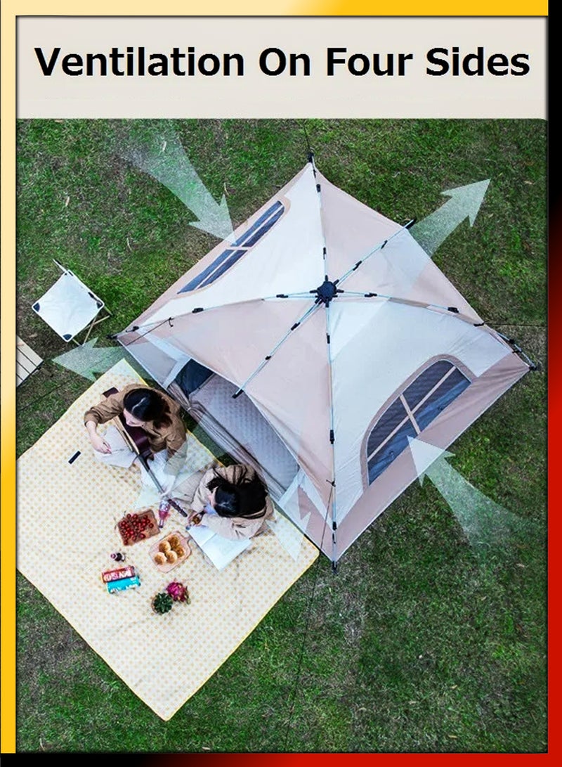 دي بلو خيمة تخييم منبثقة أوتوماتيكية مع تهوية 4 جوانب لـ 4 بالغين، حماية من الأشعة فوق البنفسجية للمشي لمسافات طويلة والنزهة والصيد على الشاطئ، قابلة للحمل في الهواء الطلق، مأوى للشمس، كابانا مقاومة للماء، خ - Image 5