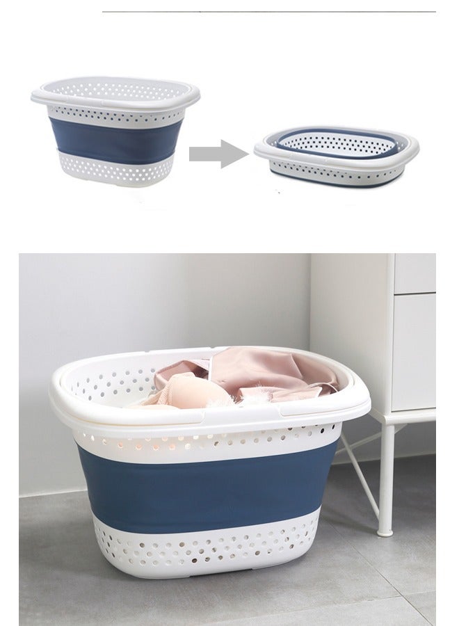 Collapsible Plastic Laundry Basket With Handles Foldable  Laundry Bag Save up Space Bathroom Dirty Clothes Basket Household Plastic Large Storage Container - Image 1