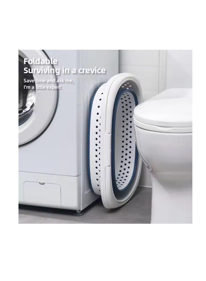 Collapsible Plastic Laundry Basket With Handles Foldable  Laundry Bag Save up Space Bathroom Dirty Clothes Basket Household Plastic Large Storage Container - Image 5