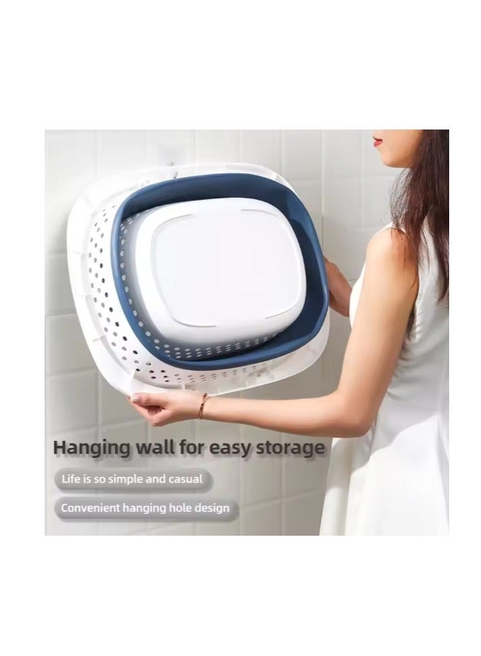 Collapsible Plastic Laundry Basket With Handles Foldable  Laundry Bag Save up Space Bathroom Dirty Clothes Basket Household Plastic Large Storage Container - Image 4