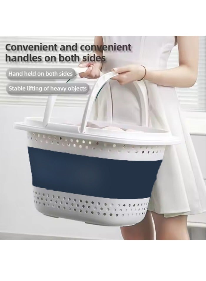 Collapsible Plastic Laundry Basket With Handles Foldable  Laundry Bag Save up Space Bathroom Dirty Clothes Basket Household Plastic Large Storage Container - Image 3
