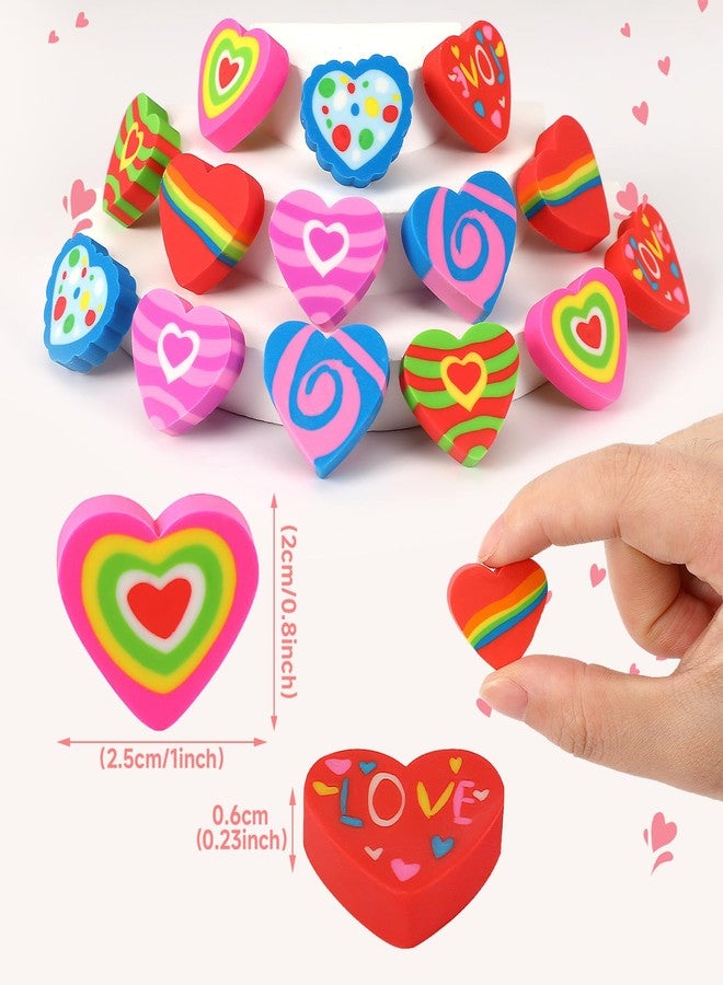 JULMELON 72PCS Valentine's Day Party Favors Set,36PCS Valentines Pencils with 36PCS Heart Erasers, Wooden Pencils for Kids School Classroom Office Party Reward Supplies - Image 2