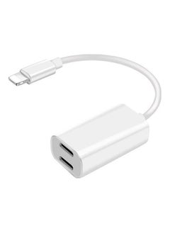 Lightning Dual Audio AUX Charging Cable Splitter Adapter For Apple iPhone 7 Plus/8 Plus X White