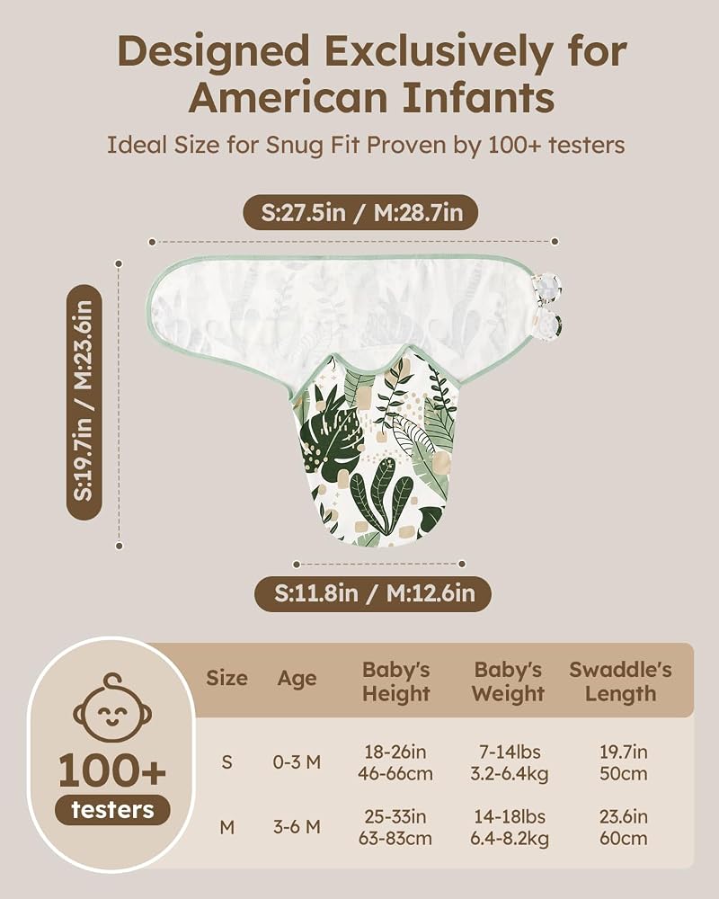 Yoofoss Baby Swaddles for Newborns 100% Organic Cotton, Adjustable Swaddle Sleep Sack 0-3 Months Newborn Swaddle Sack, Breathable Soft(Small) - Image 5