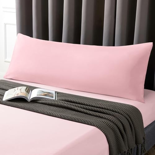 MILVOWOC 2Pcs Brushed Microfiber Body Pillowcases - 20 x 48 Inch, Dusty Pink Pillow Case Set Non Slip Envelope Pillow Cover with Moisture Absorption and Anti-Wrinkle - Image 2