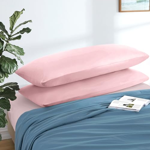 MILVOWOC 2Pcs Brushed Microfiber Body Pillowcases - 20 x 48 Inch, Dusty Pink Pillow Case Set Non Slip Envelope Pillow Cover with Moisture Absorption and Anti-Wrinkle - Image 3
