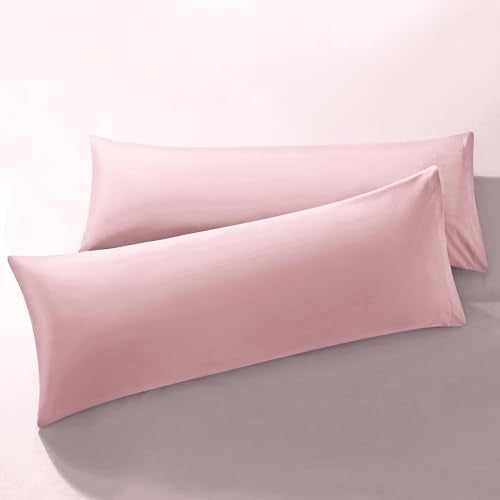 MILVOWOC 2Pcs Brushed Microfiber Body Pillowcases - 20 x 48 Inch, Dusty Pink Pillow Case Set Non Slip Envelope Pillow Cover with Moisture Absorption and Anti-Wrinkle - Image 1