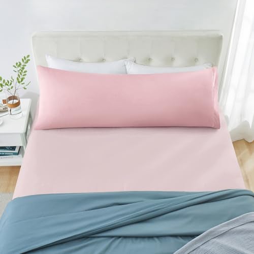 MILVOWOC 2Pcs Brushed Microfiber Body Pillowcases - 20 x 48 Inch, Dusty Pink Pillow Case Set Non Slip Envelope Pillow Cover with Moisture Absorption and Anti-Wrinkle - Image 5