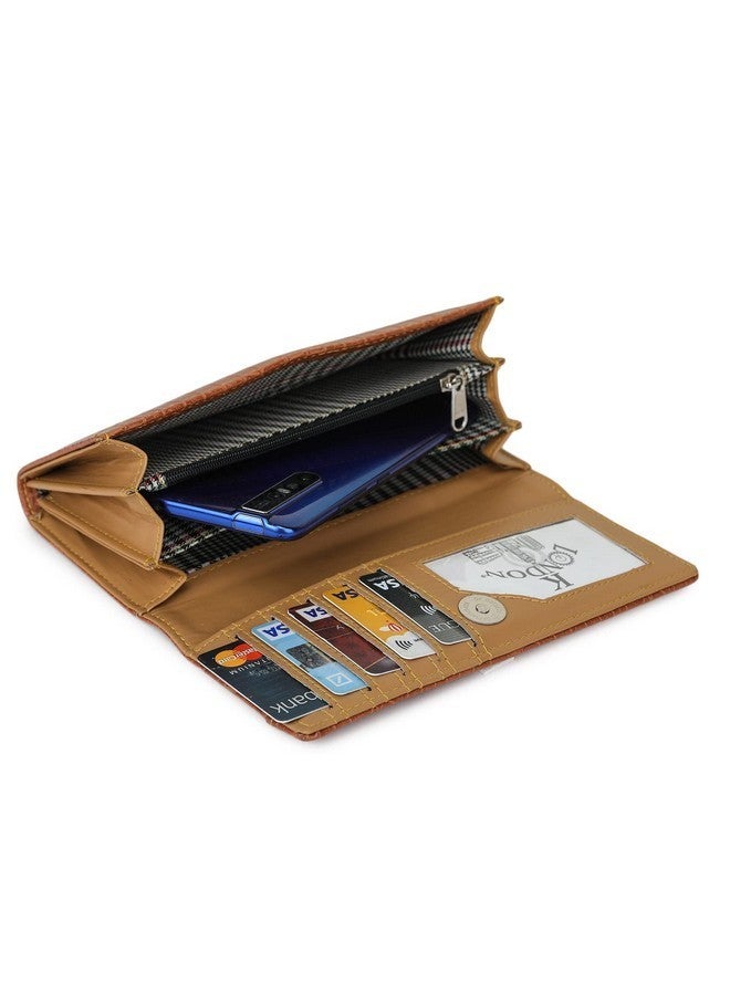 K London Card & Zipped Pocket Tan Clutch Women Wallet - 1515_Croco_tan - Image 5