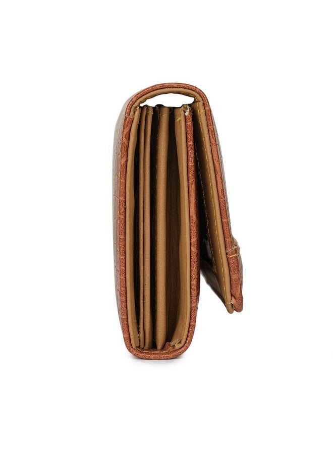 K London Card & Zipped Pocket Tan Clutch Women Wallet - 1515_Croco_tan - Image 4