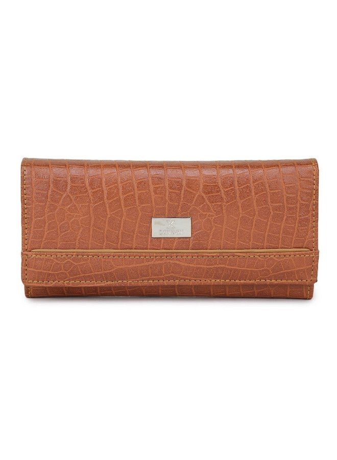 K London Card & Zipped Pocket Tan Clutch Women Wallet - 1515_Croco_tan - Image 1