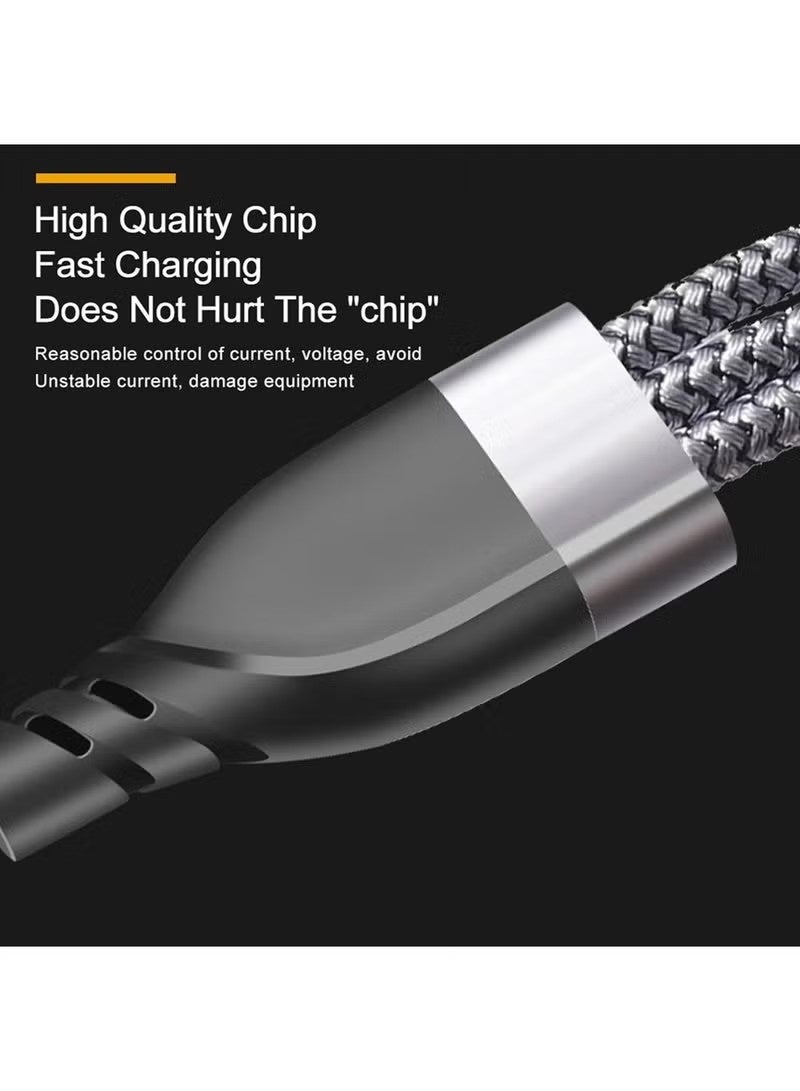 كابل شحن متعدد المنافذ، USB A/USB C، 5 في 1، سلك شحن سريع، مضفر من النايلون، مزود بموصل Micro USB Type C، متوافق مع هواتف سامسونج جالاكسي 16 برو ماكس، وسامسونج جالاكسي 25 ألترا، وهواوي، وشاومي، وبلاي ستيشن 5-1.2 ميجابايت. - Image 4