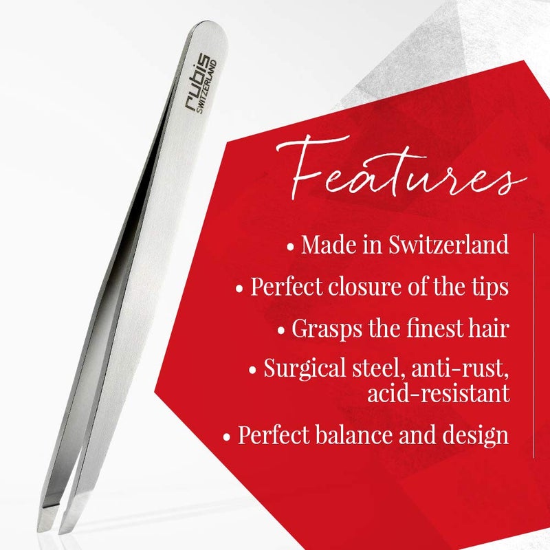 Rubis Switzerland Slanted Tip Tweezer-Silver - Image 3