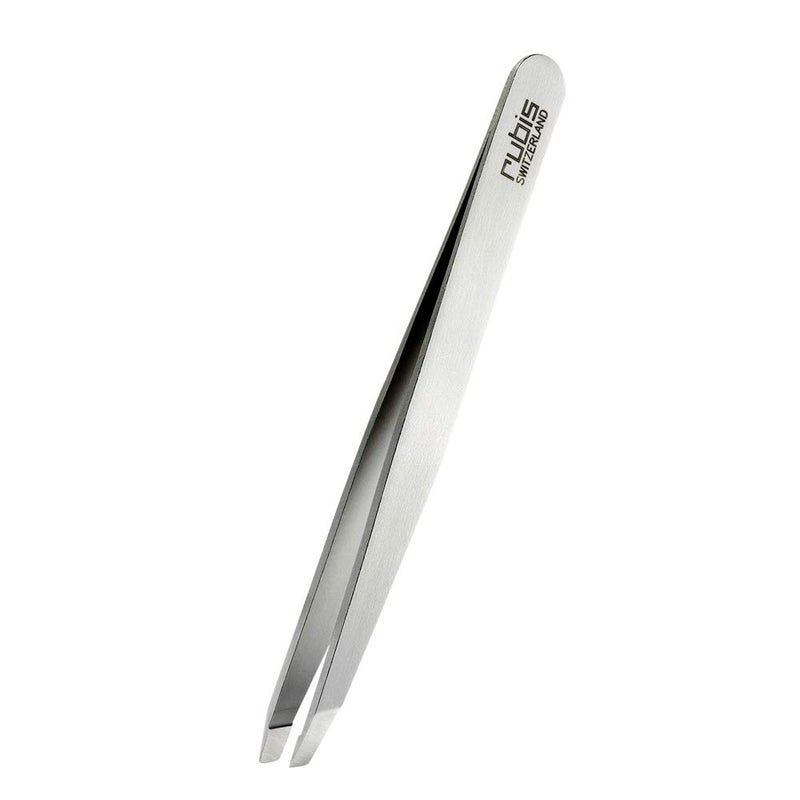 Rubis Switzerland Slanted Tip Tweezer-Silver - Image 1