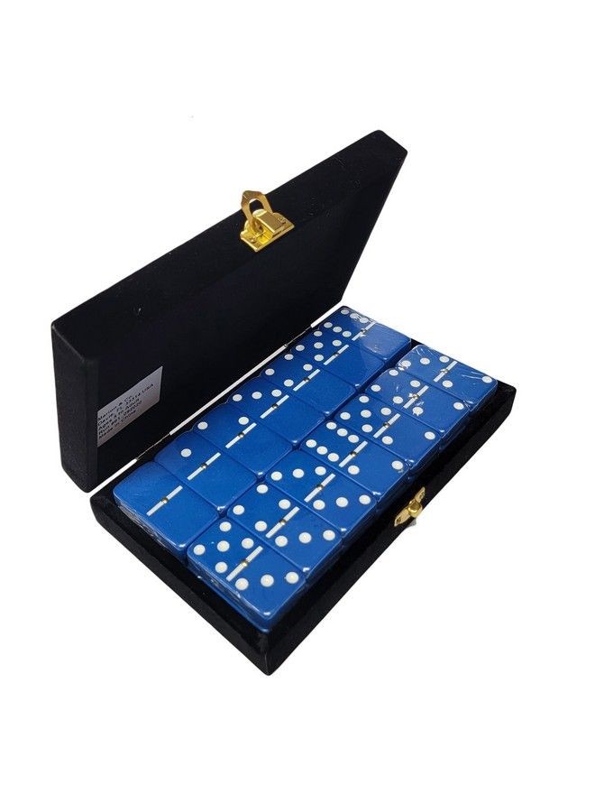 Marion Domino Double 6 Blue Jumbo Tournament Professional Size With Spinners In Elegant Black Velvet Box. - Image 1
