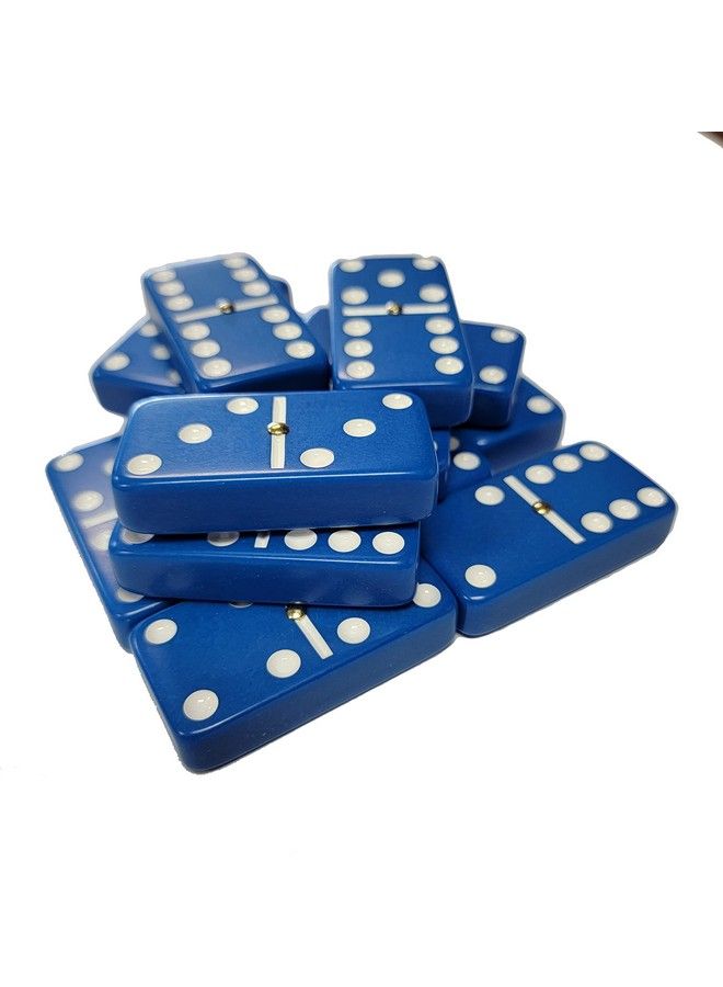 Marion Domino Double 6 Blue Jumbo Tournament Professional Size With Spinners In Elegant Black Velvet Box. - Image 3