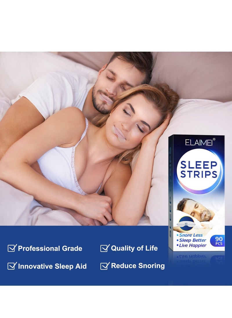 Elaimei - 90 Pcs Mouth Tape Sleep Strip For Anti-snoring Mouth Breathing Tape To Improve Sleep Mouth Stickers For Snoring Lip Patch - Image 1
