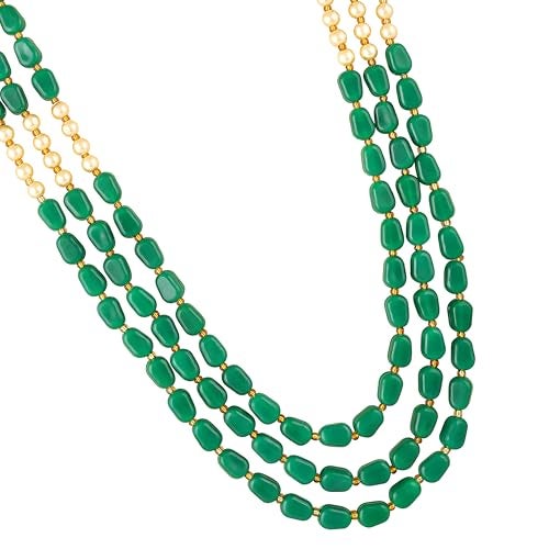 Mahi 3 Layers Green and Yellow Beads Base Groom/Dulha Moti Mala Haar Necklace for Men (ML1108122GGre) - Image 5