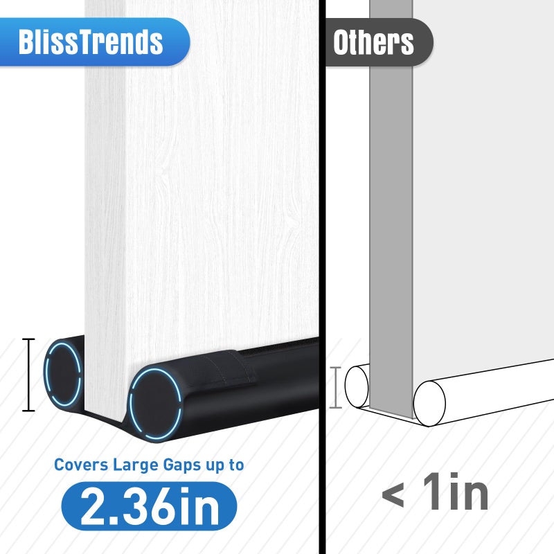 BlissTrends Door Draft Stopper Covers Gaps up to 2.36", Draft Stopper for Bottom of Door Soundproof, Windproof, Dustproof, Block Light, Insect Resistant, Under Door Draft Stopper 36 Inch (Black) - Image 5