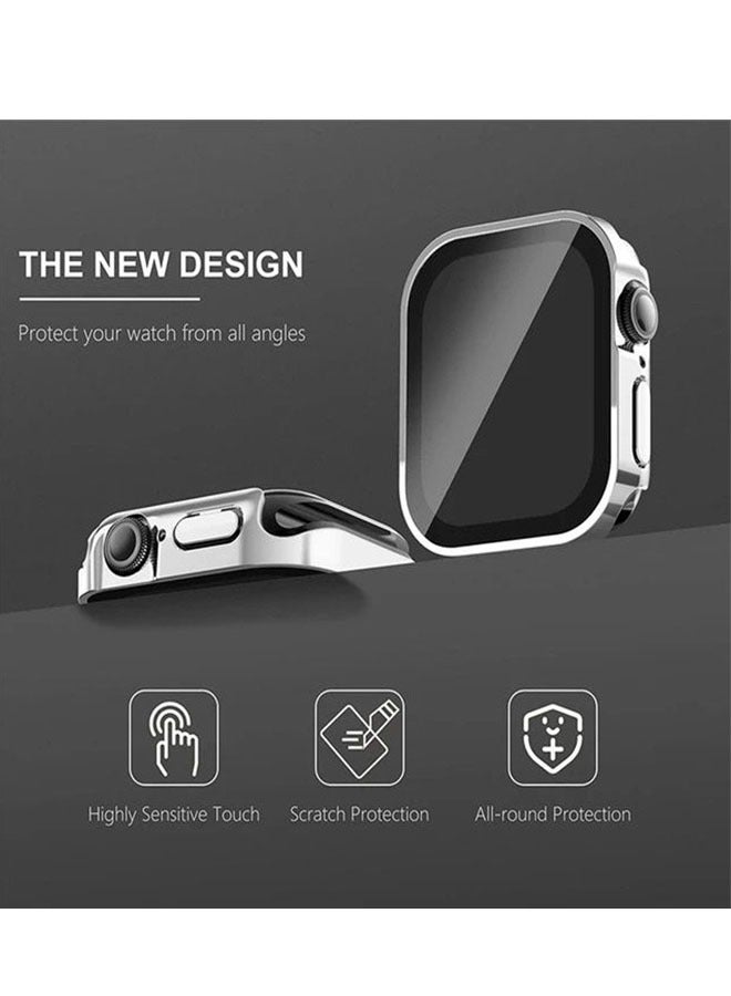 Ant Screen Protector Case with HD Tempered Film For Apple Watch Series 8/7 41mm, Waterproof Anti-Scratch Ultra-thin HD Touch Sensitive Film, Full -Screen Cover Bubble-Free Protector Silver  - Image 5