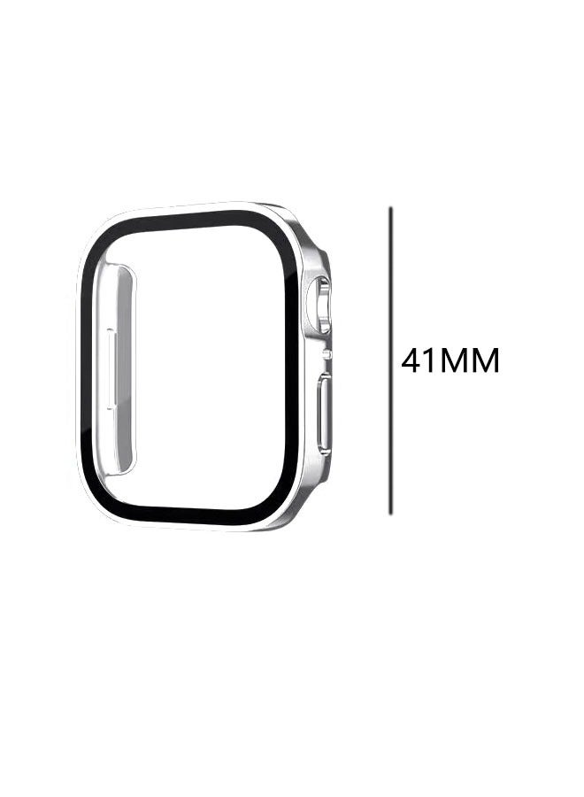 Ant Screen Protector Case with HD Tempered Film For Apple Watch Series 8/7 41mm, Waterproof Anti-Scratch Ultra-thin HD Touch Sensitive Film, Full -Screen Cover Bubble-Free Protector Silver  - Image 2