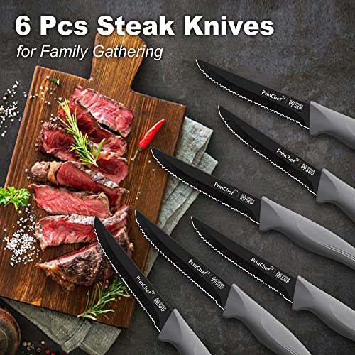 PrinChef Knife Set, 19 Pcs Rust Proof Knives Set for Kitchen, with Acrylic Stand, Sharpener, Scissors and Peeler, Stainless Steel kitchen knife set Nonstick and No Scratch - Image 4