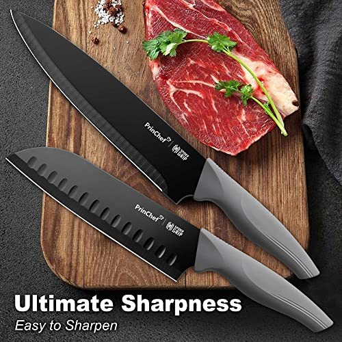 PrinChef Knife Set, 19 Pcs Rust Proof Knives Set for Kitchen, with Acrylic Stand, Sharpener, Scissors and Peeler, Stainless Steel kitchen knife set Nonstick and No Scratch - Image 3