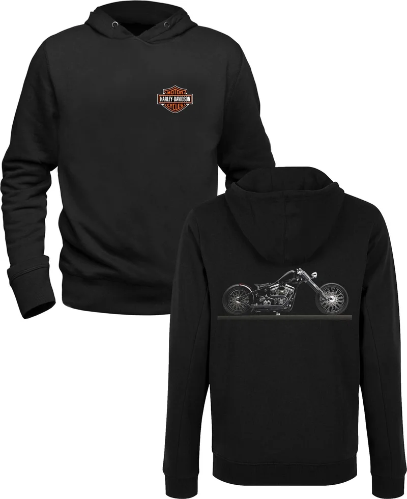 الفا تيشيرت H. Motorcycle Designed Zodiac Sign Black Front Back Printed Sweatshirt