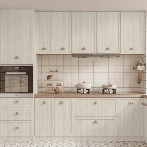 TANONE Beige Grasscloth Peel and Stick Wallpaper 17.7'' x 118'', Self-Adhesive Linen Vinyl Wallpaper, Waterproof and Removable Neutral Contact Paper for Furniture and Wall Covering - Image 5
