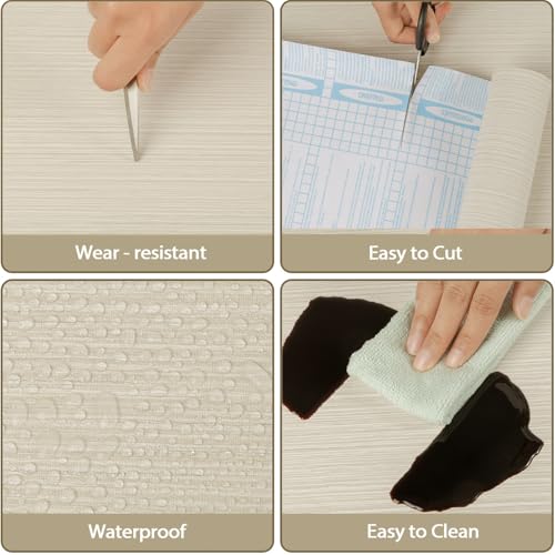 TANONE Beige Grasscloth Peel and Stick Wallpaper 17.7'' x 118'', Self-Adhesive Linen Vinyl Wallpaper, Waterproof and Removable Neutral Contact Paper for Furniture and Wall Covering - Image 2