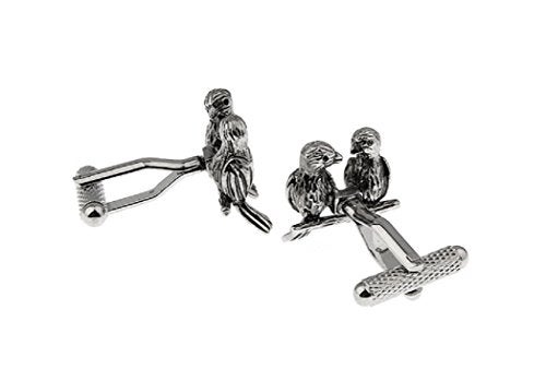 MRCUFF Love Birds Lovebirds Valentine Pair Cufflinks in a Presentation Gift Box & Polishing Cloth - Image 3