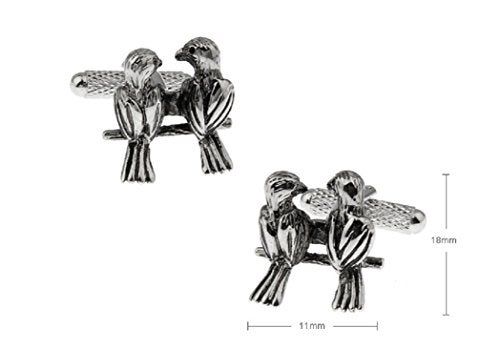 MRCUFF Love Birds Lovebirds Valentine Pair Cufflinks in a Presentation Gift Box & Polishing Cloth - Image 2