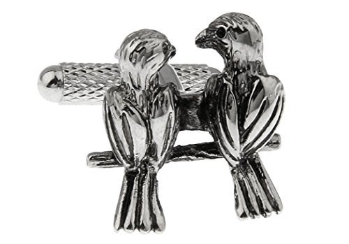 MRCUFF Love Birds Lovebirds Valentine Pair Cufflinks in a Presentation Gift Box & Polishing Cloth - Image 1