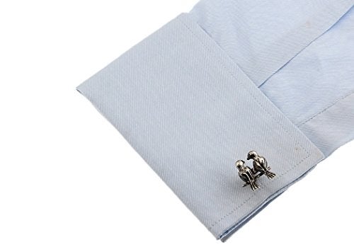 MRCUFF Love Birds Lovebirds Valentine Pair Cufflinks in a Presentation Gift Box & Polishing Cloth - Image 4