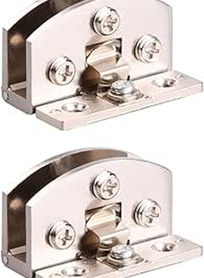 2Pcs Zinc Alloy Frameless Glass Door Hinges Brushed Silver For Wine Cooler Display Cabinet - Image 1