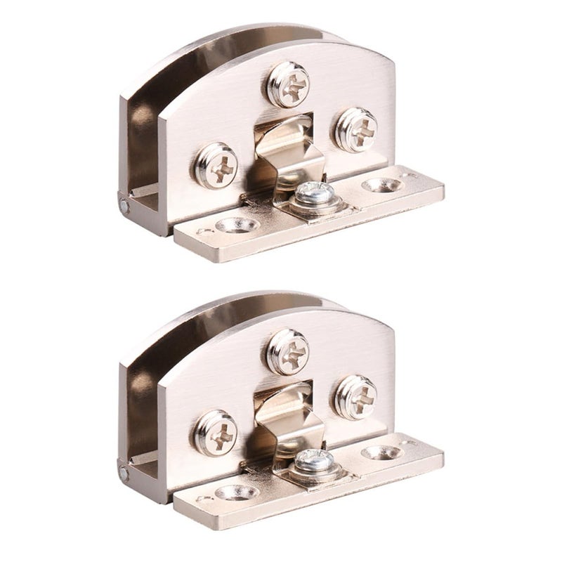 2Pcs Zinc Alloy Frameless Glass Door Hinges Brushed Silver For Wine Cooler Display Cabinet - Image 2