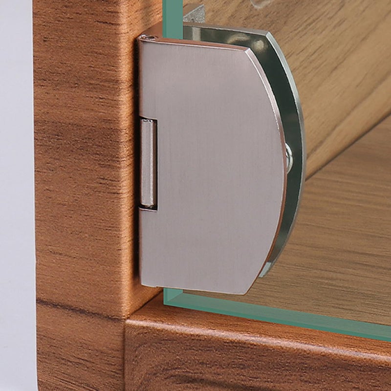 2Pcs Zinc Alloy Frameless Glass Door Hinges Brushed Silver For Wine Cooler Display Cabinet - Image 5