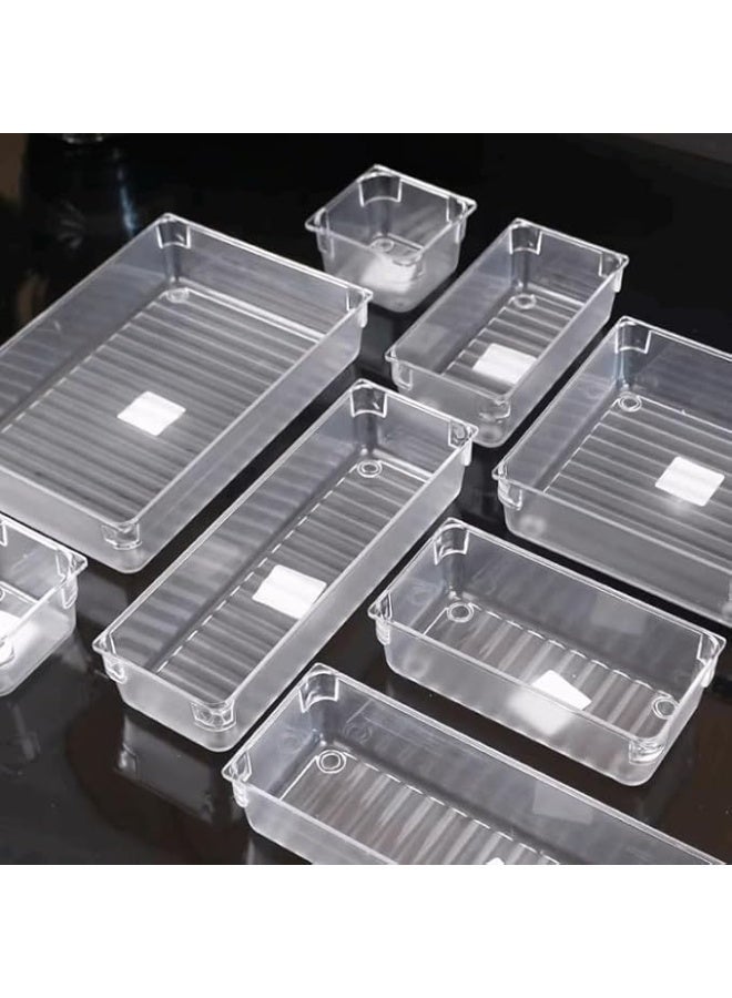 8-piece clear acrylic organizer set in various sizes for organizing drawers - Image 3