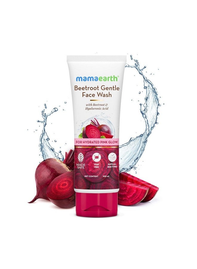 Mamaearth Beetroot Gentle Face Wash&Hyaluronic Acid For Hydrated Pink Glow 100Mlgently Cleanseshydrates&Soothes Skinsoap Freenonirritantsafe For Skinhydrating Gentle Face Washnondrying - Image 2