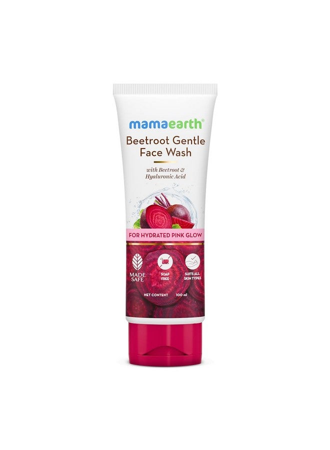 Mamaearth Beetroot Gentle Face Wash&Hyaluronic Acid For Hydrated Pink Glow 100Mlgently Cleanseshydrates&Soothes Skinsoap Freenonirritantsafe For Skinhydrating Gentle Face Washnondrying - Image 1