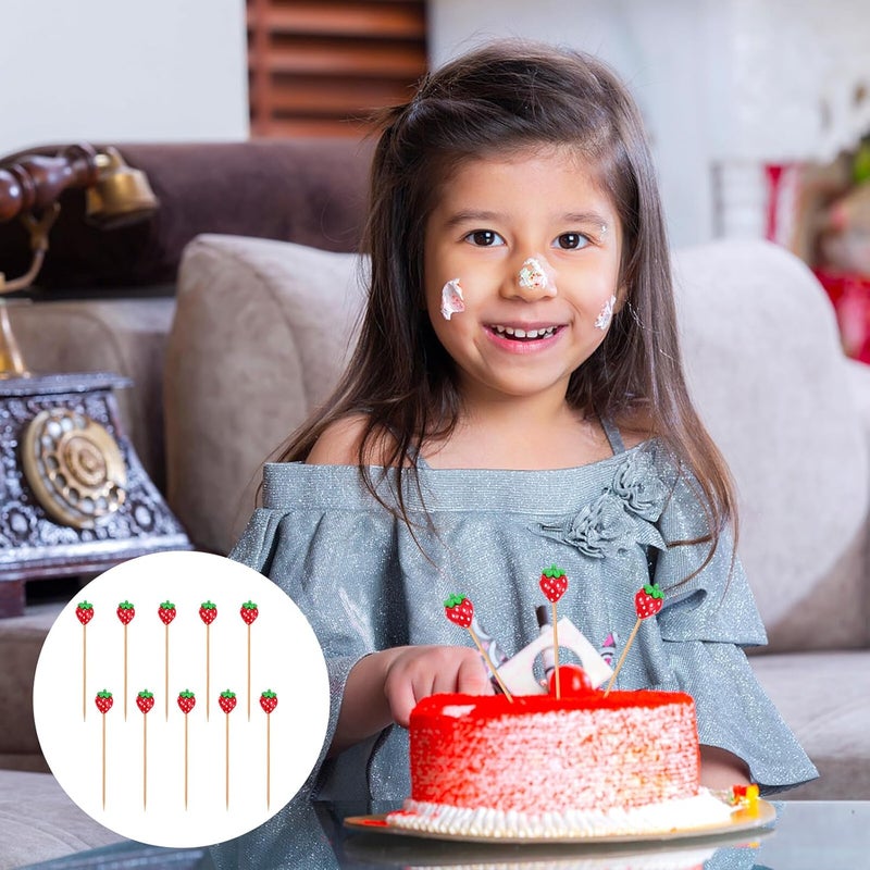 زينة كعكة عيد ميلاد بالفراولة من MAGICLULU، عدد 20 قطعة، لون أحمر، غير قابلة للأكل، زينة وجبات خفيفة على شكل رسوم متحركة، لمستلزمات الحفلات وزينة الكعك - Image 5