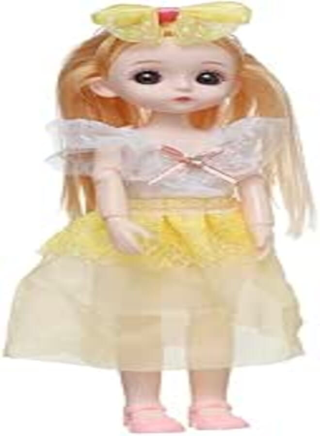 Plastic Doll For Girls - White and Yellow