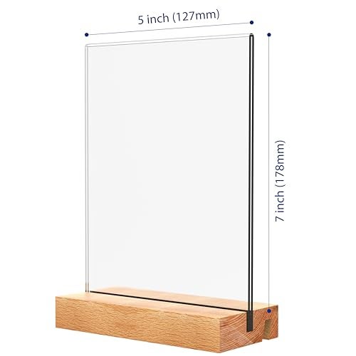 JDEA 5x7 Inch Acrylic Sign Holder with Wood Base Vertical and Slant Displays(6 Pack 5*7") - Image 3