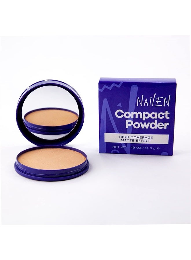 Nailen Face Makeup Poreless Pressed Compact Powder Tone Number 1 Controls Shine, Matte Finish for All Skin Type and Long Lasting Up to 10 hours 0.53 OZ - Image 1
